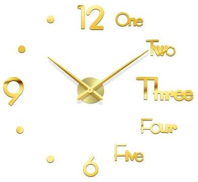 Uplifted Goods Contemporary 3D Oversized DIY Mirror Wall Clock 016 Gold 1.97 2.95 Ft 3d