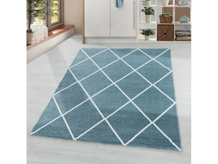 Teppich AYYILDIZ TEPPICHE RIO 4601 , blau, B:80cm H:8mm L:150cm, Polypropylen (PP), Teppiche, Teppich, Pflegeleicht / Strapazierfähig / Trend Colors/ Wohnzimmer