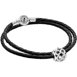 Pandora 51523 Damen-Lederarmband im Set mit Charm Unendlichkeit, 41 cm