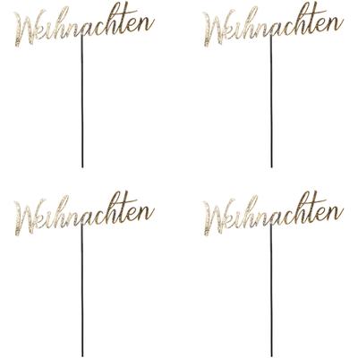 Deko-Schriftzug CREATIV DECO "Weihnachtsdeko", gold (goldfarben), B:22cm H:24cm, Metall, Dekofiguren, zum Stecken