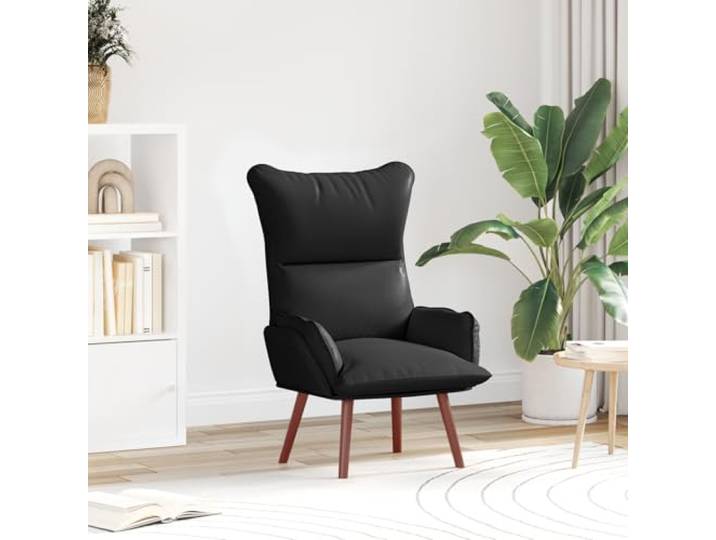 HEFZGDB Relaxsessel Schwarz Kunstleder Moderner Design Sessel mit Gepolsterter Komfort für Wohnbereich und Schlafzimmer Robuster Holzrahmen und Hochwertiges Polyester Material