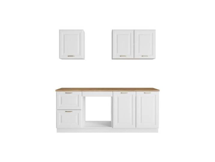 Cuisine complète - Avec plan de travail 200 cm - Blanc et naturel - CELOMIA