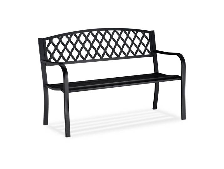 Gartenbank Metall mit Flechtmuster Schwarz