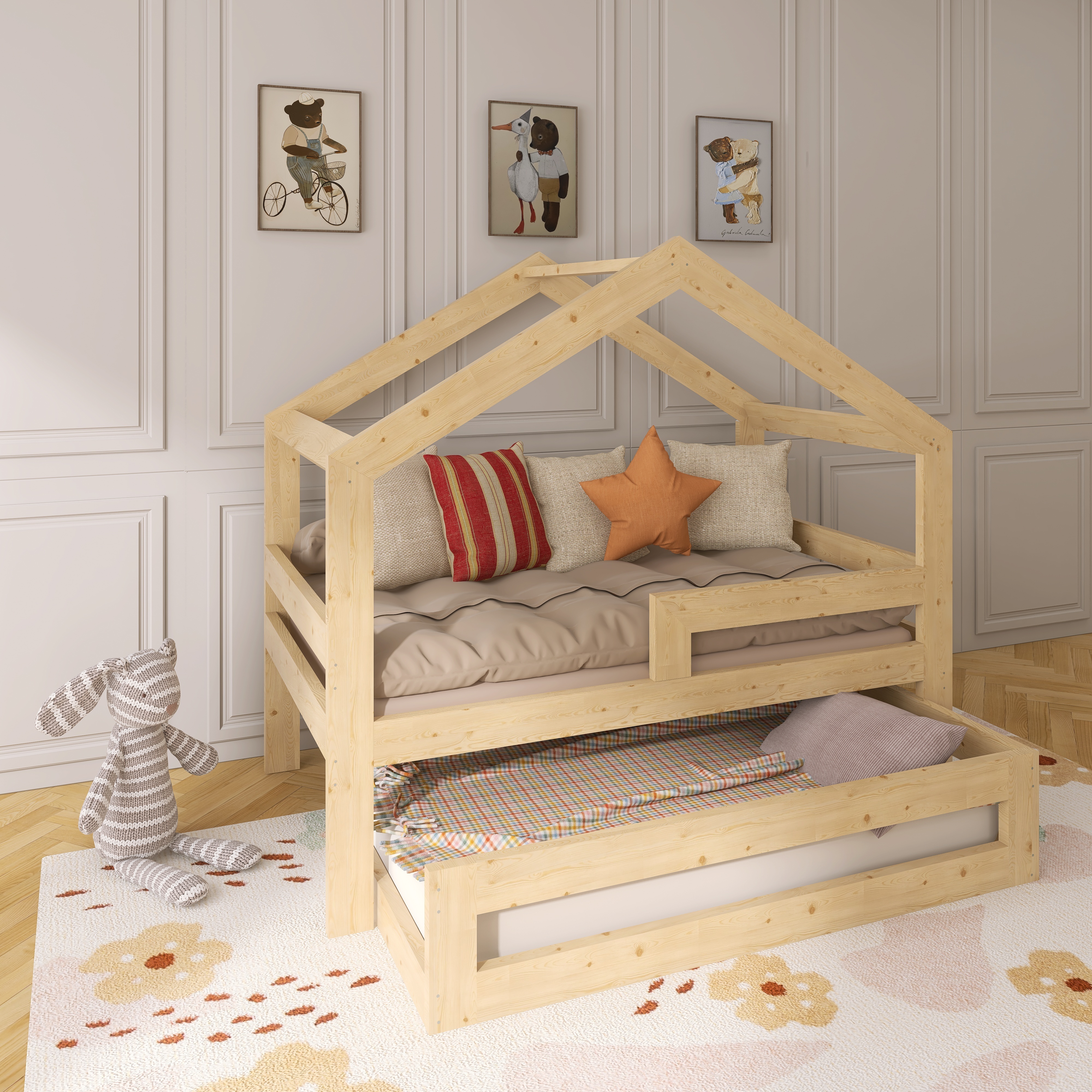 Ausziehbett mit Rausfallschutz Symmetrisch 180x90/160x80