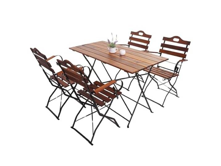 Mendler Biergarten-Set HWC-J40 Gastronomie-Qualität Akazie - braun Bistroset, Klapptisch, Klappstuhl, MVG-Zertifiziert