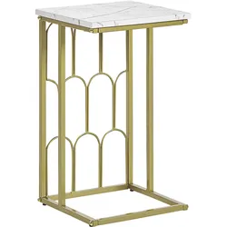 BEISTELLTISCH Marmor Optik weiß/gold Pandale