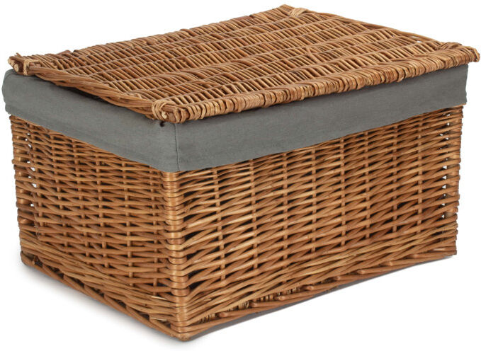 August Grove Wicker Extra Large Lined Storage Hamper Basket Double Steamed/Grey