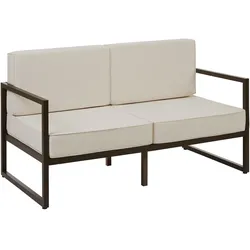 tectake Garten-Loungesofa Comosa, 2-Sitzer, ultradicke Polsterung  Braun/Beige