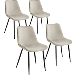 tectake Set Stuhl Monroe Samtoptik - 4er Set creme