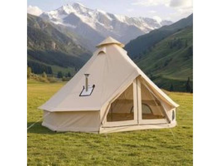 VEVOR Oxford Glockenzelt, 3 m Jurte, 4 Jahreszeiten, mit Ofenrohrdurchführung, bis zu 3 Personen, mit Abnehmbarem Boden (Reißverschluss), ideal für Familien-Camping, & Outdoor-Aktivitäten, Beige