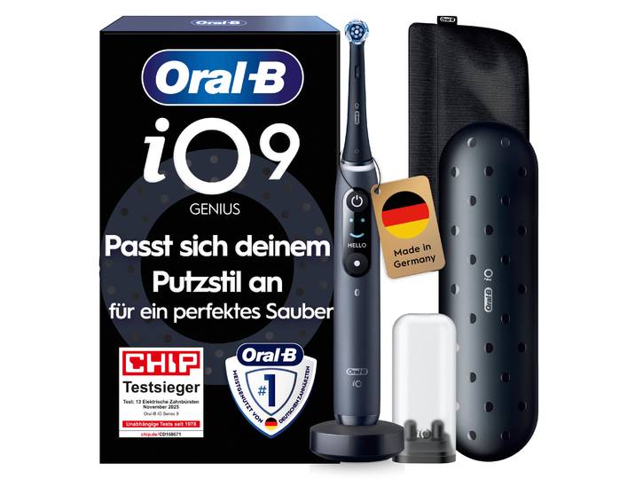 Elektrische Zahnbürste ORAL-B iO 9 Luxe Edition , schwarz (schwarz onyx), ElektrozahnbürstenB:3cm H:25cm T:3cm, Kunststoff, Elektrische Zahnbürste, mit Magnet-Technologie, 7 Putzmodi, Farbdisplay & Lade-Reiseetui, B:3cm H:25cm T:3cm