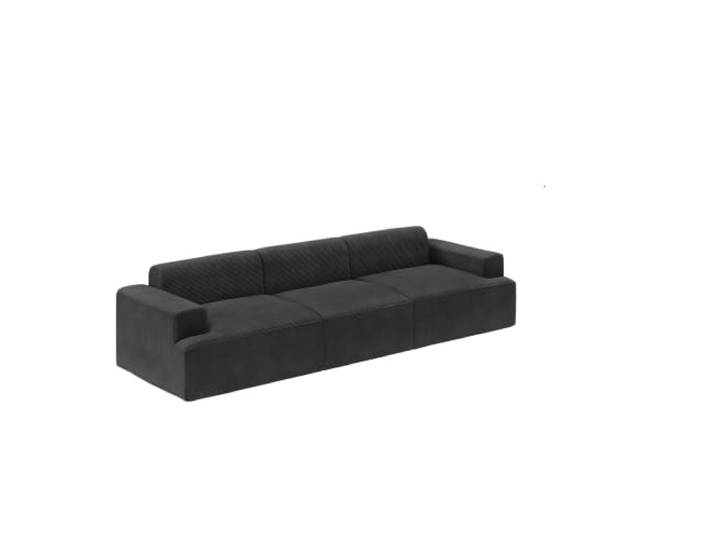 skølm Freki Cloud Couch aus Cord, 3-Sitzer, Schwarz, 3 Kissen, Sofa Sofagarnitur, Vollschaumcouch mit Federkern & Vakuum-Kompression, 320 cm breit, kein Aufbau erforderlich, Wohnzimmersofa