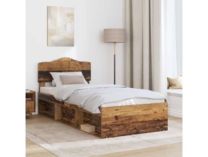 KTHLBRH Bettgestell aus Massivholz, Kiefer, 75 x 190 cm Kopfteil inklusive, Engineering-Holz, modernes Design, Doppelzimmer