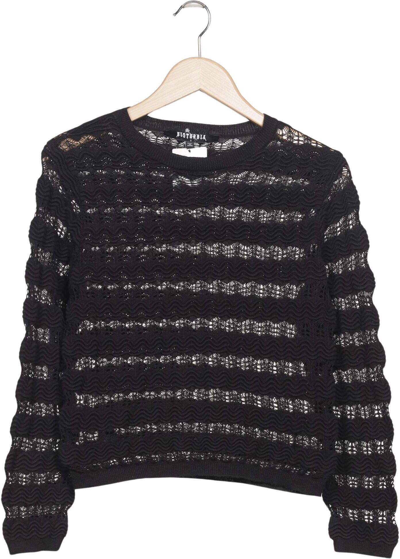 Disturbia Damen Pullover, Schwarz, Gr. S, Baumwolle / Synthetik - Second Hand