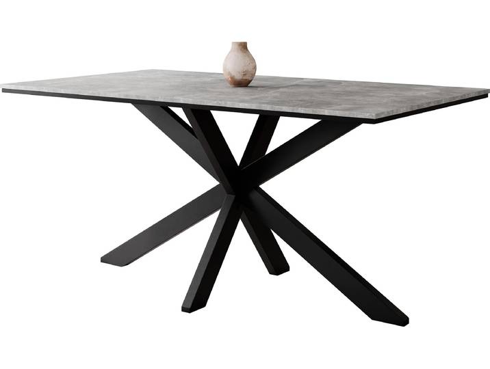 MIRJAN24 Esstisch Wero, Design Tisch, Stilvoll Esszimmertisch, Esszimmer (Farbe: Beton + Schwarz)