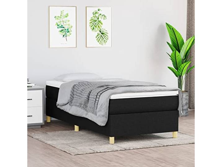 RJPLMFV Lattenrost mit Matratze, Schwarz, 100 x 200 cm Taschenfedern, mittlere Halterung, Sperrholzlatten, atmungsaktiver Stoff