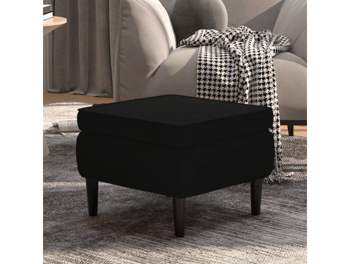vidaXL Hocker mit Holzbeinen Schwarz Samt