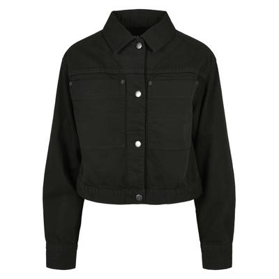 Langmantel URBAN CLASSICS "Urban Classics Damen Ladies Short Boxy Worker Jacket", Damen, Gr. 3XL, schwarz, 100% Baumwolle, Mäntel