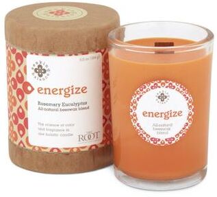Seeking Balance Energize-Rosemary Eucalyptus Jar Candle by Root in Orange