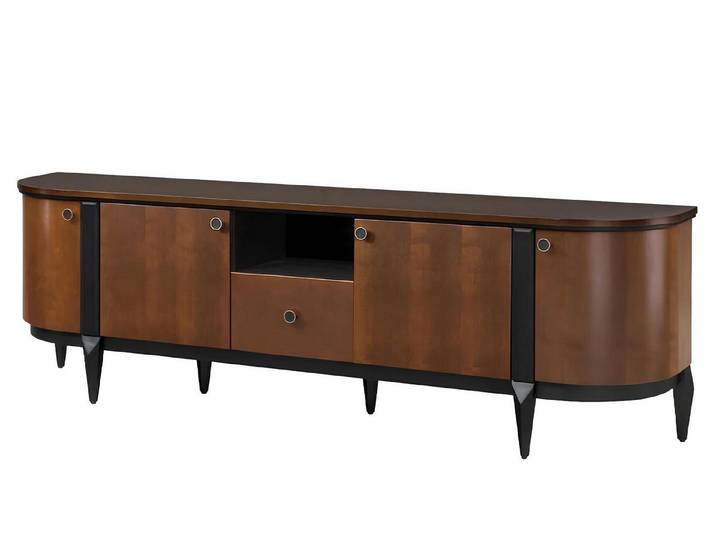 Xlmoebel TV-Board Multifunktionales TV-Lowboard aus Holz mit Stauraum in Schwarz (TV-Lowboard, TV-Lowboard), Hergestellt in Europa