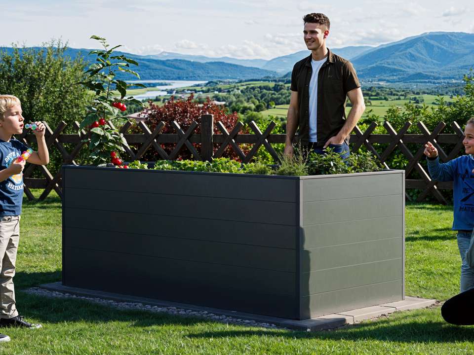 GFP Raised Garden Bed 3x7x2.53ft Anthracite Gray Metal Raised Garden Bed, High-Quality Raised Garden Bed, Raised Flower Beds - (GFPV00952)