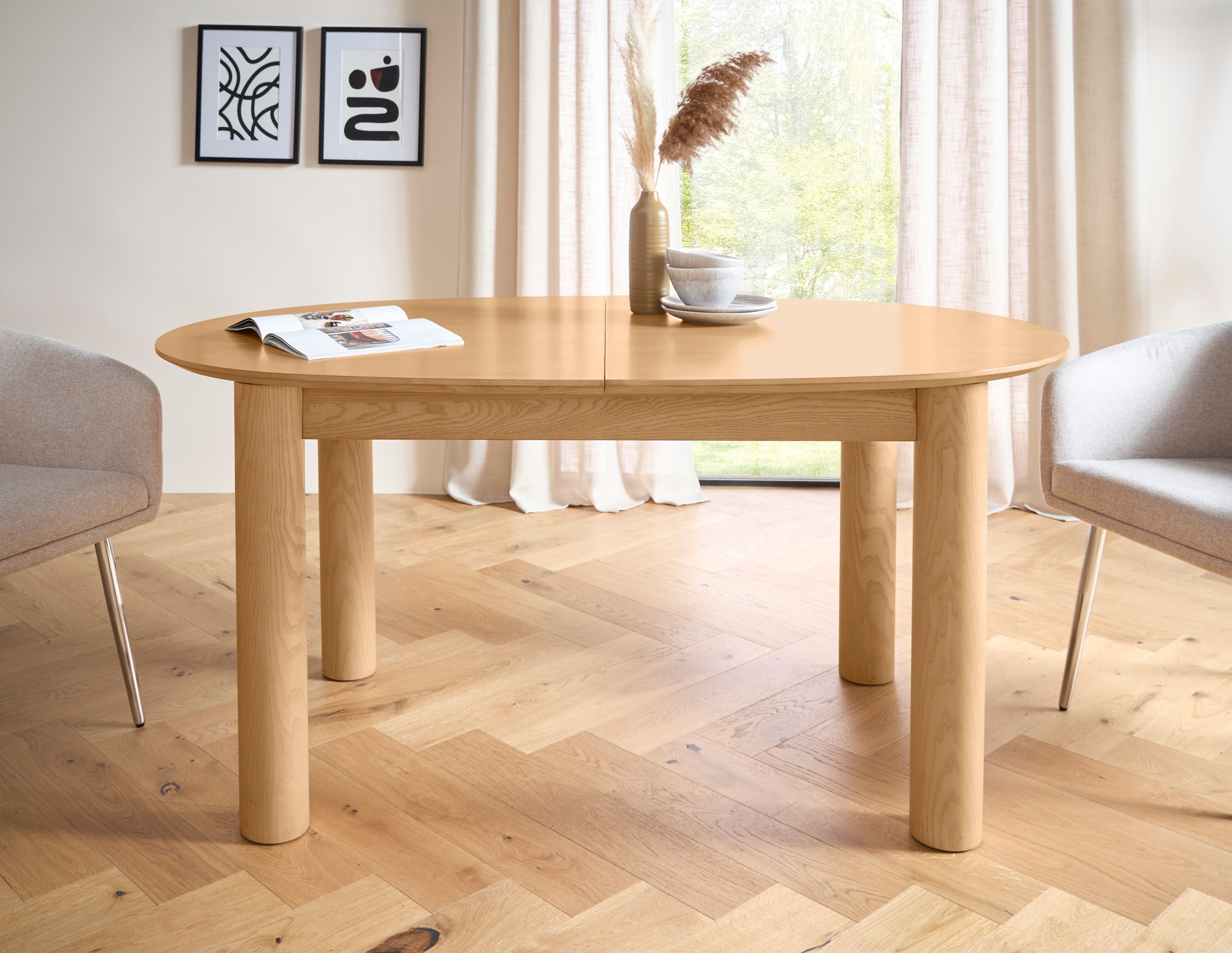 Esstisch "Cleo", beige (natural, natural, natural), B:160cm H:76cm T:100cm, LEGER HOME BY LENA GERCKE, Tische, Esstisch, ausziehbar auf 200 cm natural, natural, natural B/H/T: 160cm x 76cm x 100cm,mit Verlängerung