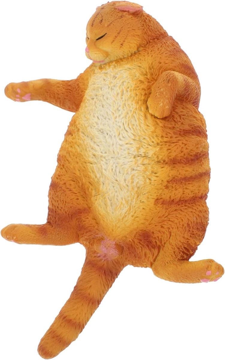Realistisch oranje slaapkat beeldje voor decoratie, Hoogte: 11.5 cm
