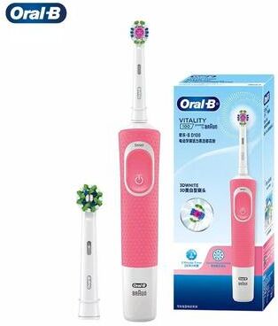 Uplifted Finds Oral B D100 Electric Toothbrush With Timer Waterproof Rechargeable Teeth Cleaning Brush pink With 2 Heads