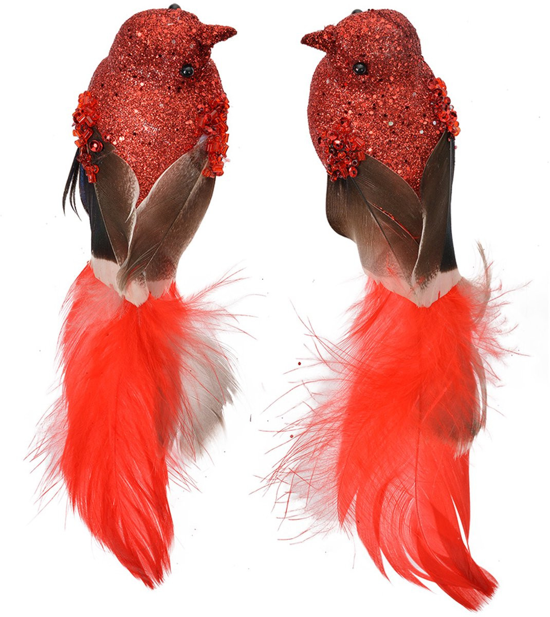 Clayre & Eef Decoratie Vogels Rood Kunststof 16 x 5 x 5 cm