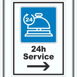 HB-Druck 24H Service Aufkleber mit Pfeil rechts A3 (297x420mm)