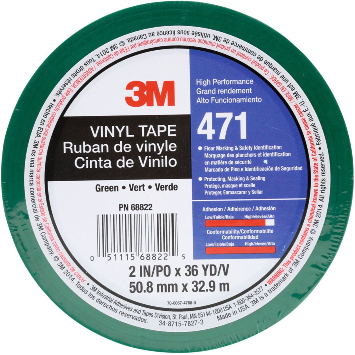 3M PVC-Klebeband weich, Farbe: GREEN (471IW-GR50-D)