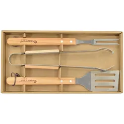 Master, Grillbesteck, 4U-Onlinehandel 3tlg Grillbesteck Set Grillset Edelstahl Barbecue Grillwender Grillzange Fleischgabe