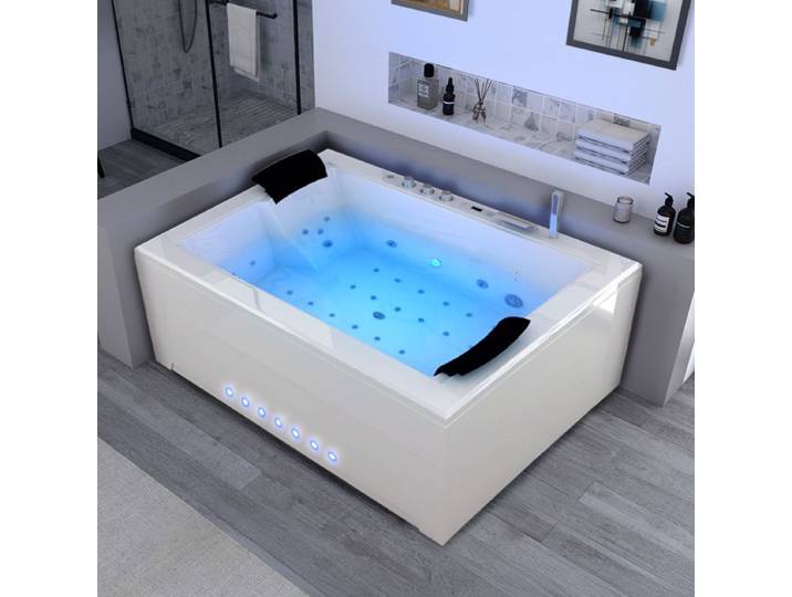 Baignoire balnéo rectangulaire Elle&Lui 40 jets Whirlpool