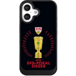 Nivocase Hülle für Apple iPhone 16 Handyhülle NIVOcore Case Schwarz Offizielles Lizenzprodukt Pokal VfB (Apple iPhone 16), Smartphone Hülle, Schwarz