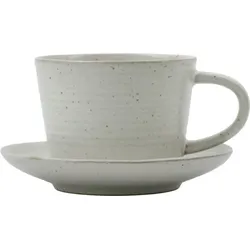 Pion Tasse grau-weiß mit Untertasse
