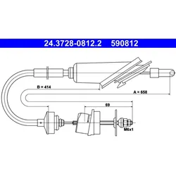 Seilzug Kupplungsbetätigung ATE 24.3728-0812.2 für Peugeot 106 I