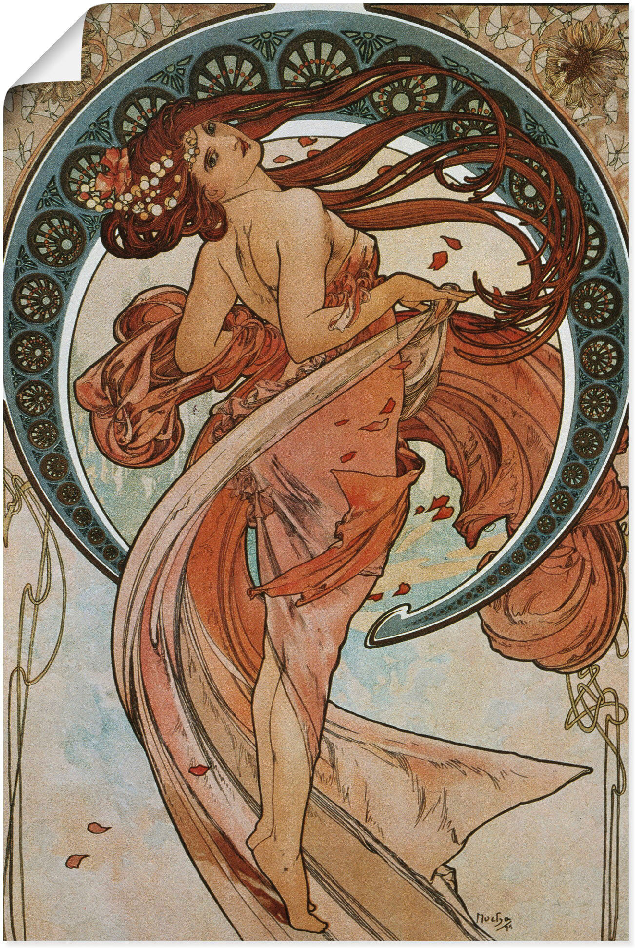 Poster ARTLAND "Vier Künste: Der Tanz. 1898.", orange (farbe bild(er): orange), B:20cm H:30cm, Bilder, Poster, ohne Rahmen farbe bild(er): orange B/H/T: 20cm x 30cm, Poster Frau, 1 Stk.