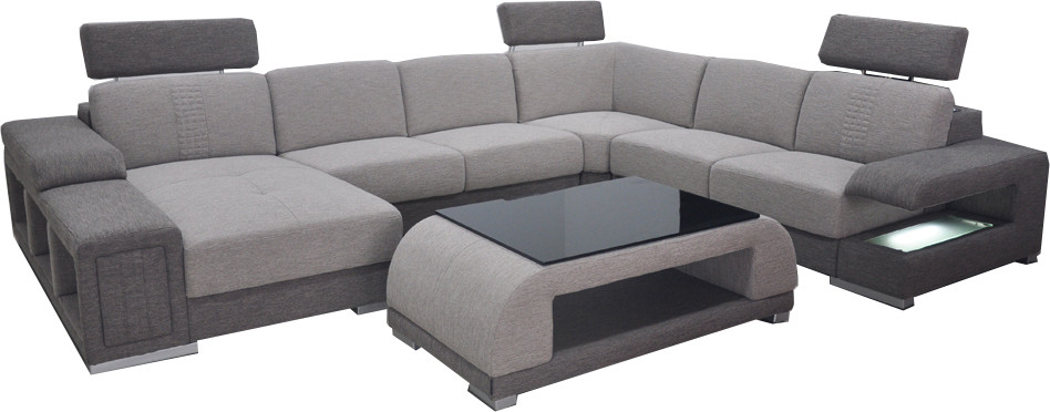 Moderne XXL U-vorm hoekbank met textiel bekleding B2015