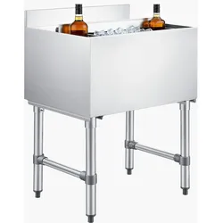 VEVOR Gastronomie Eisbehälter 61,6 L, Edelstahl Untertheken-Eisbehälter 610 x 482 x 850 mm mit Schiebedeckel, Flaschenhaltern & Verstellbaren Füßen, für Bar, Restaurant & Pub, NSF-zertifiziert