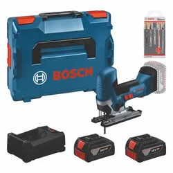 Bosch Werkzeug-Set: GST 18V-125 S + 2x GBA 5.0Ah + GAL + Stichsägeblattset in L-BOXX - 0615A500E5