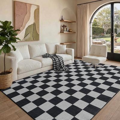 Garvee Modern Geometric Checkered Washable Area Rug