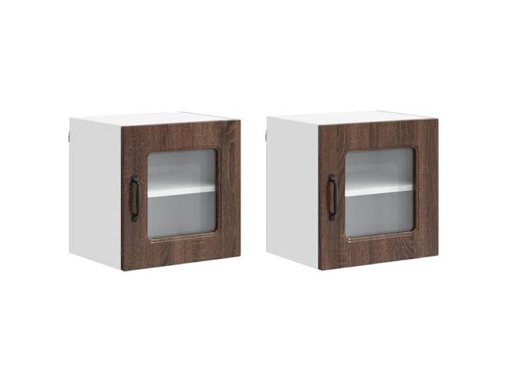fsahslih Küchen-Wandschrank 2er Set Hängeschrank Braun Eichen-Optik Praktischer Hängeschrank für Küche und Kochbereich bietet kompakte Ordnung mit zwei Türen für Töpfe und Geschirr.