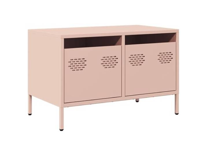 Roanoer TV-Schrank Metall Lowboard mit 2 Schubladen Rosa 68x39x43,5 cm Kompakte Fernsehkommode aus Stahl für Wohnzimmer und Schlafzimmer. Stabile Konstruktion mit nivellierbaren Füßen.