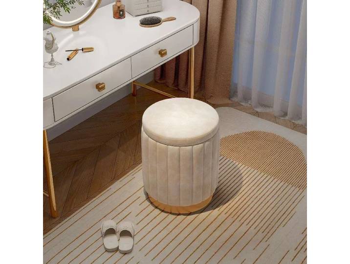 Tabouret de maquillage rond de luxe léger, chaise de chambre, banc de rangement pour influenceur, tabouret de canapé, tabouret de coiffeuse, chaise de maquillage petite