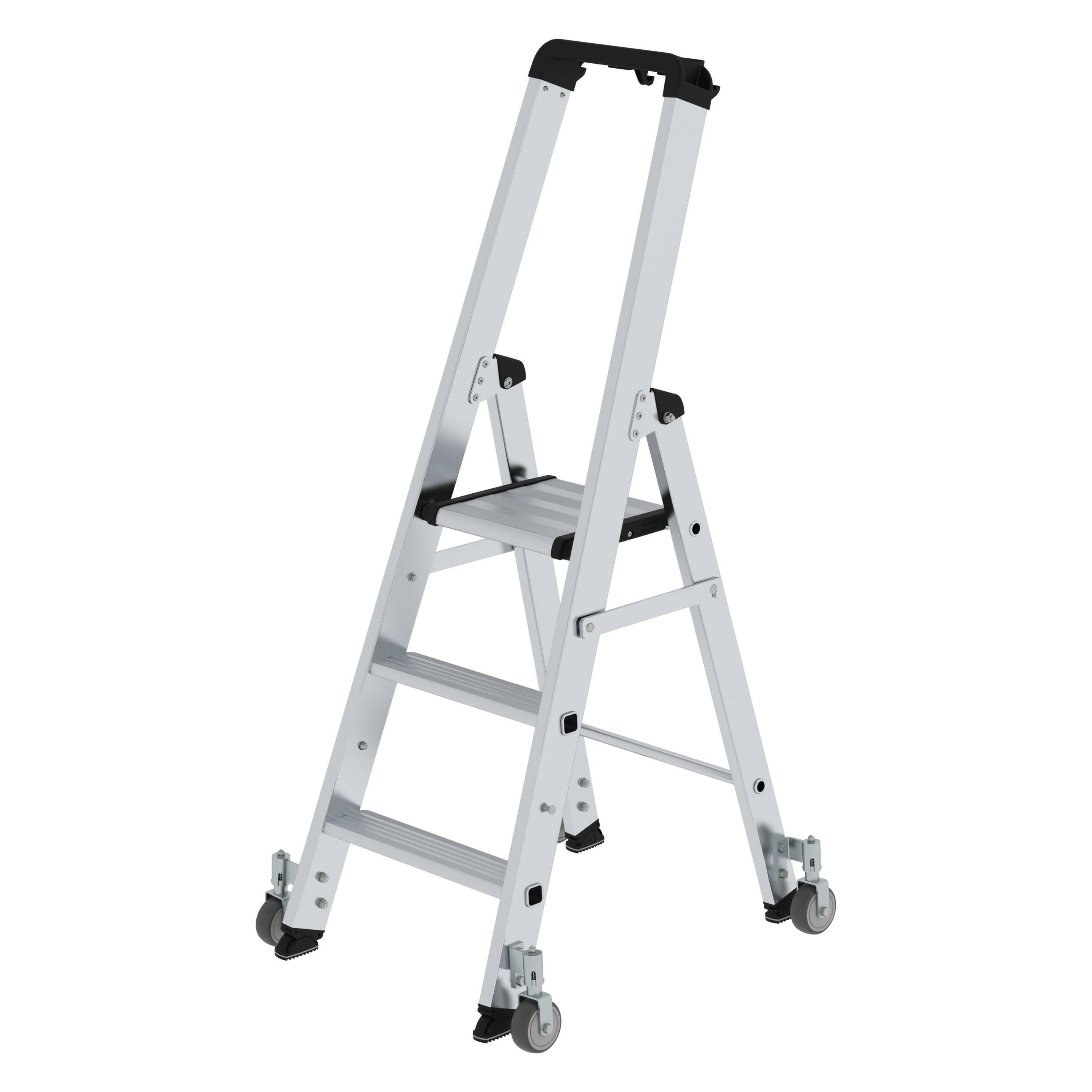 Munk Stufen-Stehleiter einseitig begehbar mit Rollen 3 Stufen (Stehleiter, 270 cm) (041103)