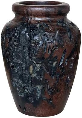 Eangee Home Design Eangee Handcrafted Sunken Wood Classic Table Vase with Glass Insert, Small Dark Finish