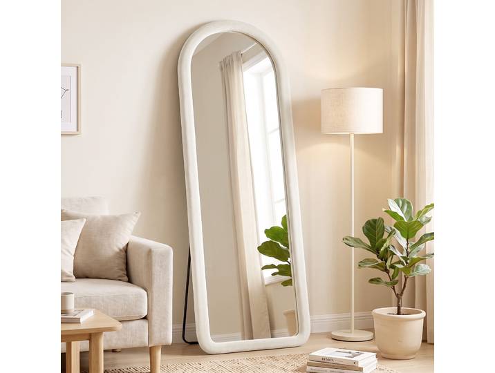 HOMCOM Miroir Pleine Longueur 160x60cm Arche Flanelle Blanc