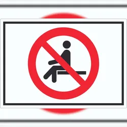 Sitzen verboten Symbol Aufkleber A8 (52x74mm)