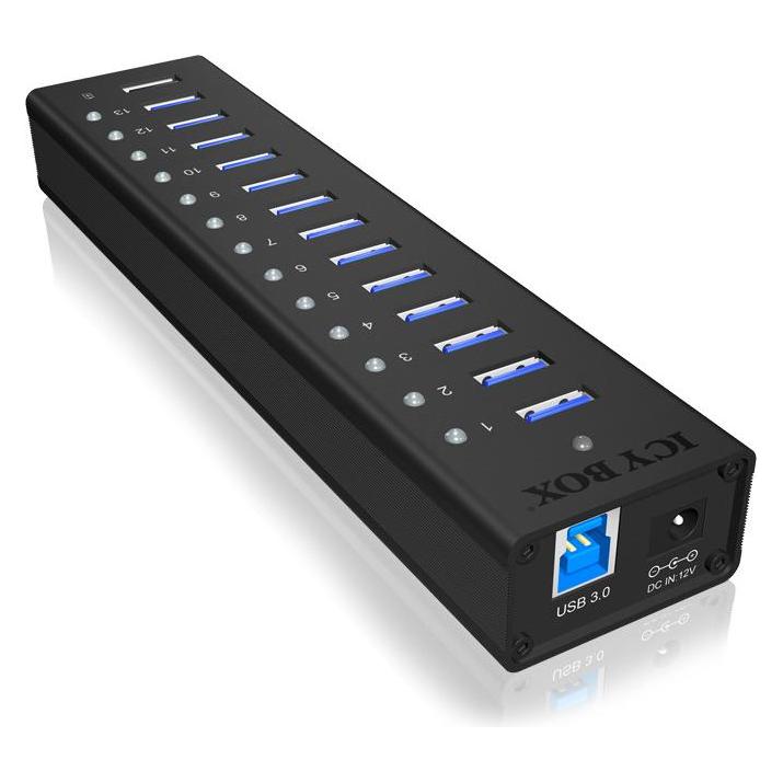 Icy Box 13 Port Hubmit USB Type-A Anschluss und 1x Ladeport, IB-AC6113 (USB-B, 13 Ports) (IB-AC6113)