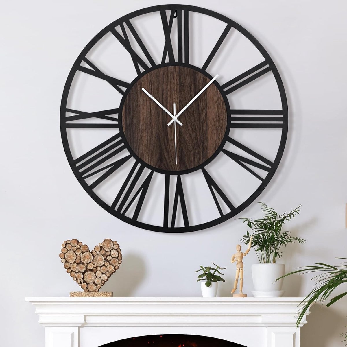 SnelShoppen Grote Wandklok voor Woonkamer Decoratie, 50 cm, Moderne Vintage Stille Analoge Wandklok